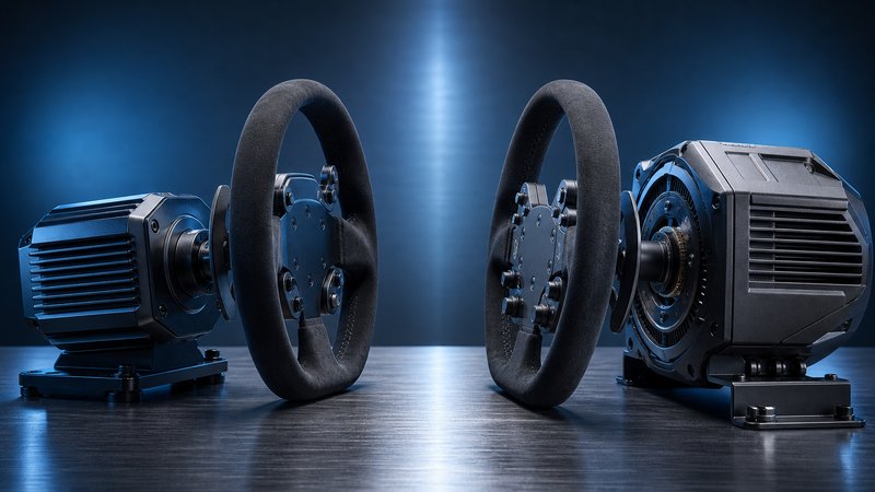 Two budget sim racing wheels compared side by side, direct drive against gear drive