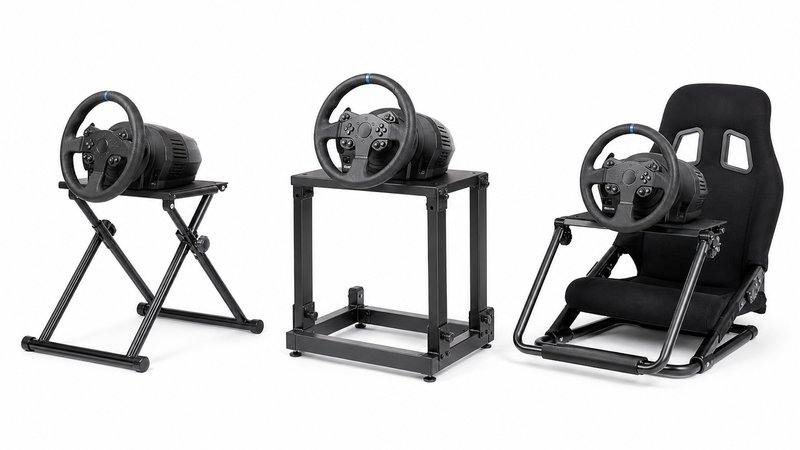 Wheel stand and cockpit lineup for a budget sim racing setup under $600