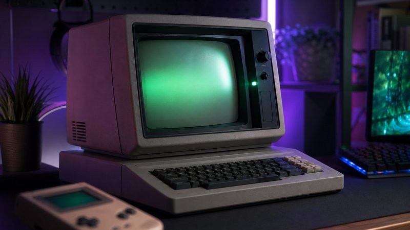 Glowing CRT terminal on an RGB gaming desk illustrating the Fallout games ranked list